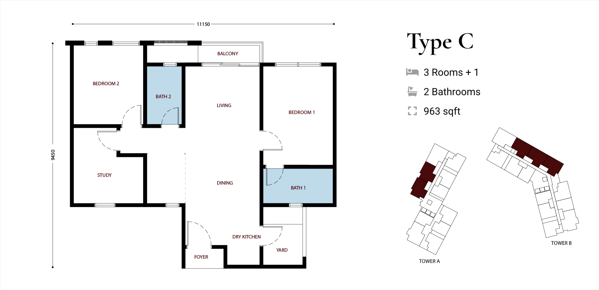 Type C - 963 sqft